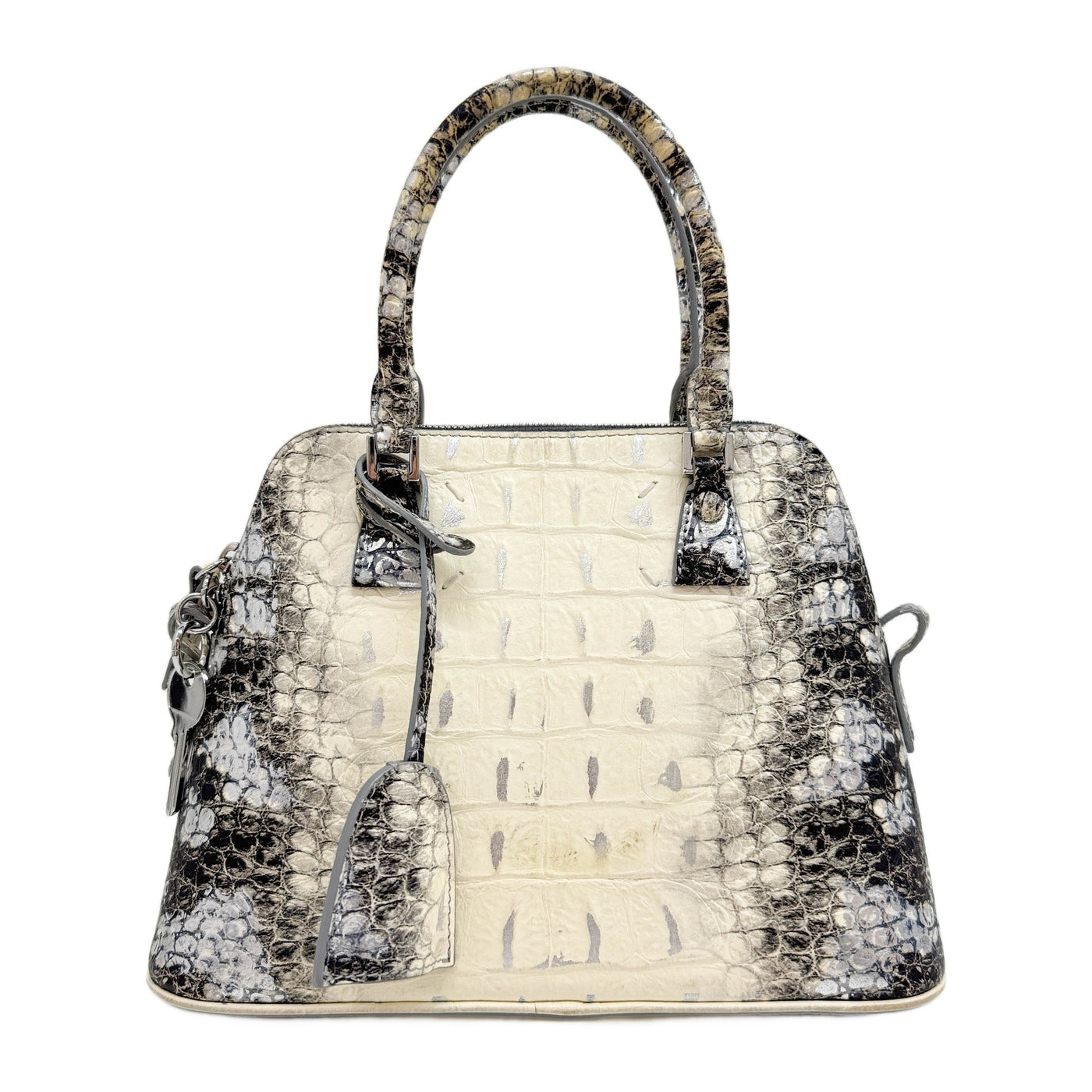 5AC White Embossed Python Leather Two Way Bag