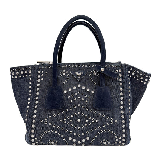 Rhinestone Embellished Blue Denim Two Way Bag