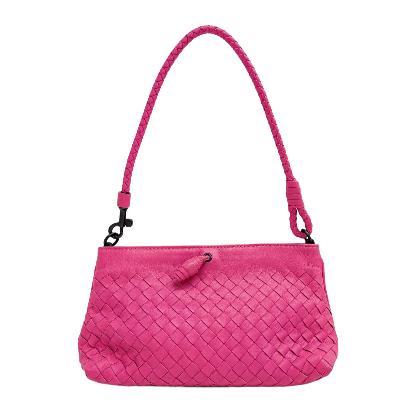 Intrecciato Neon Pink Leather Shoulder Bag