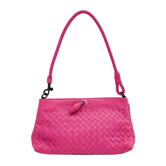 Intrecciato Neon Pink Leather Shoulder Bag