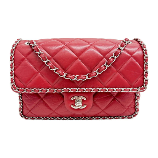 Classic Flap 2019 Chain Rim Red Leather Shoulder Bag