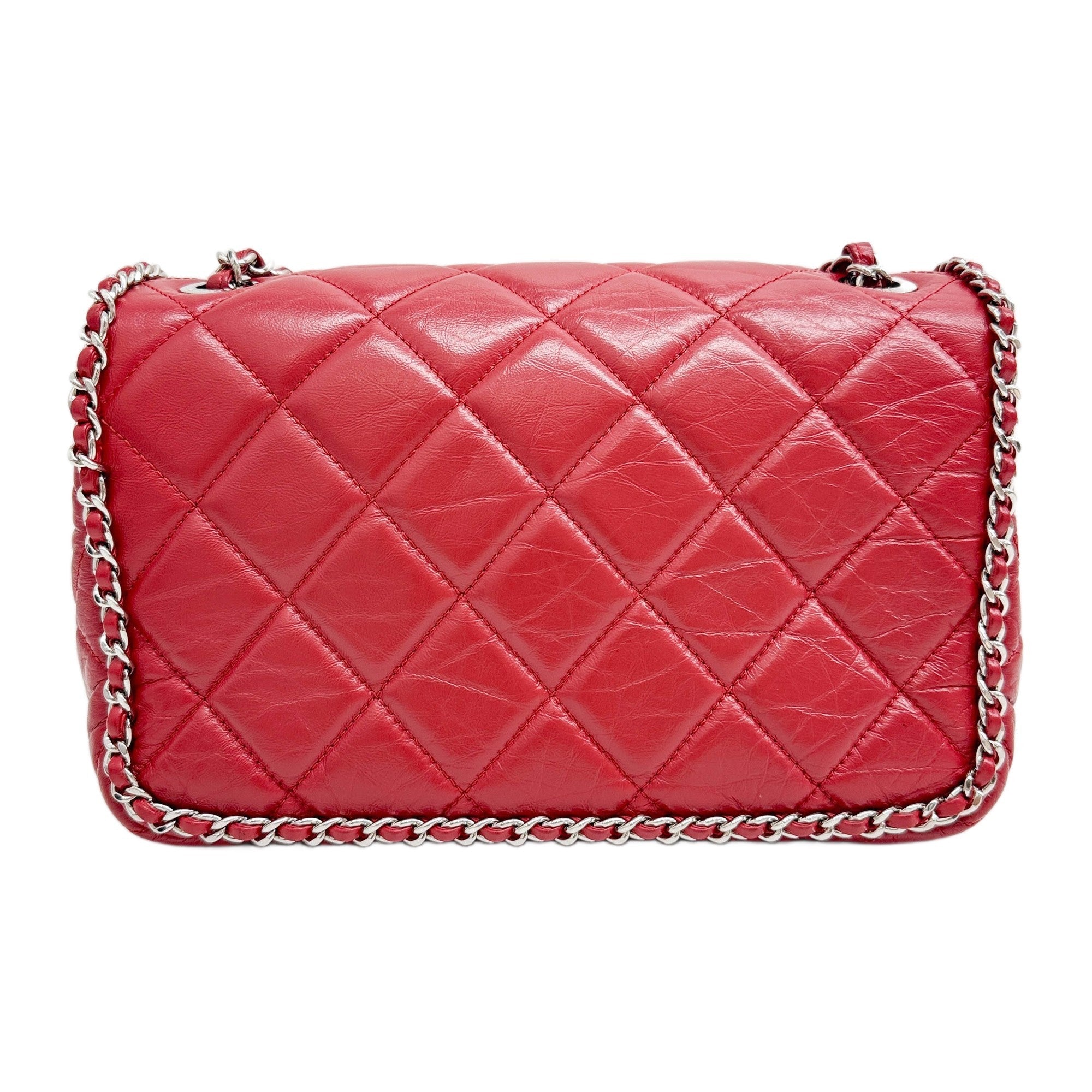 CHANEL キルティング ポーチ　レザー　レッド CHANEL Classic Flap 2019 Chain Rim Red Leather Shoulder Bag – HIVE
