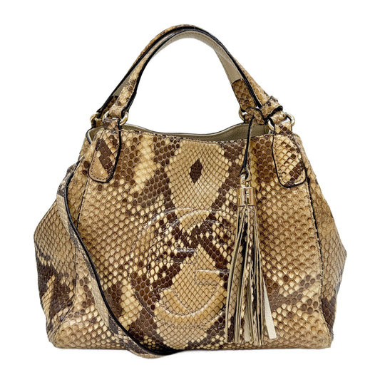 Soho Light Brown Python Embossed Leather Two Way Bag