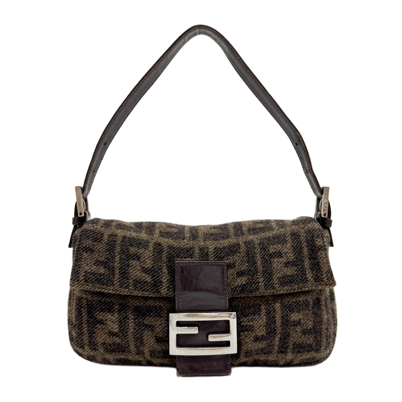 Baguette Brown Zucca Canvas Shoulder Bag
