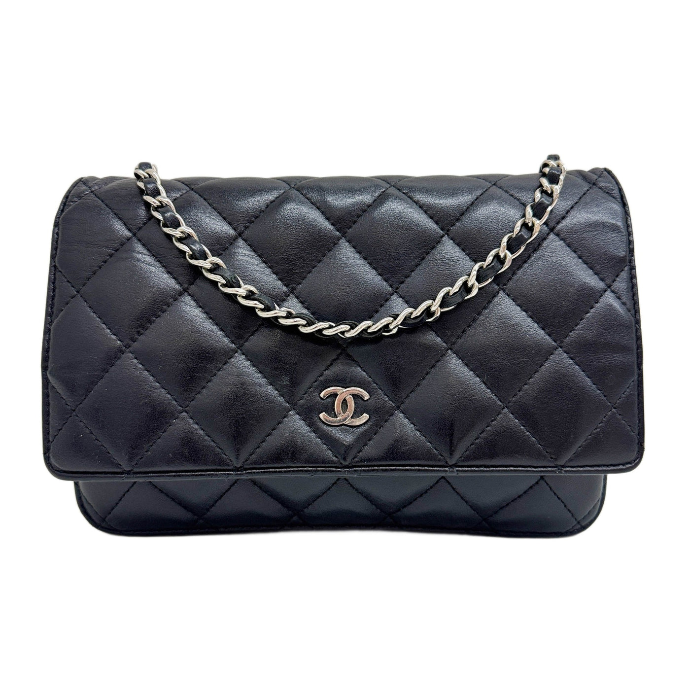 Wallet on Chain 2019 Matelasse Black Leather Shoulder Bag