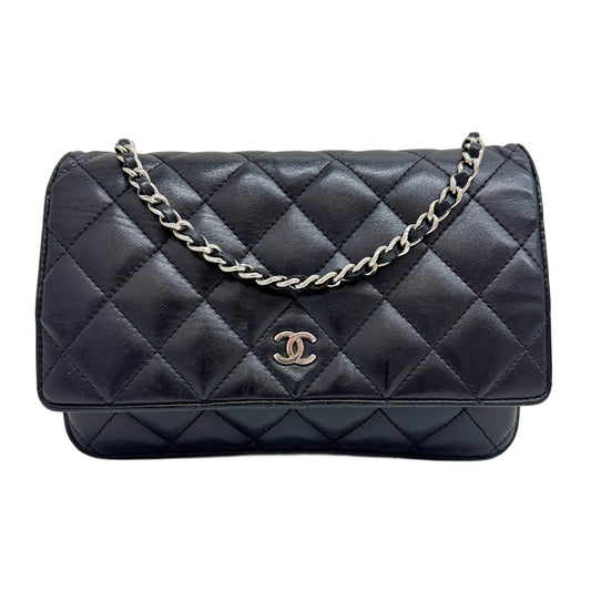 Wallet on Chain 2019 Matelasse Black Leather Shoulder Bag