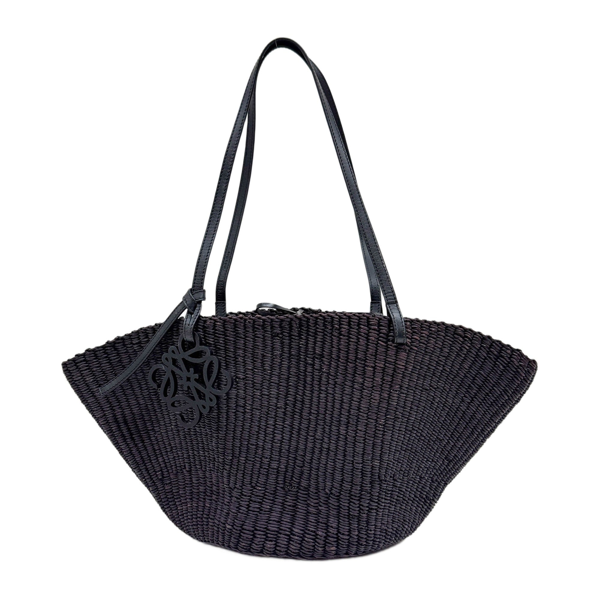 Anagram Dark Purple Straw Basket Bag