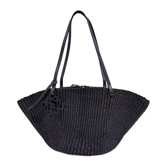 Anagram Dark Purple Straw Basket Bag