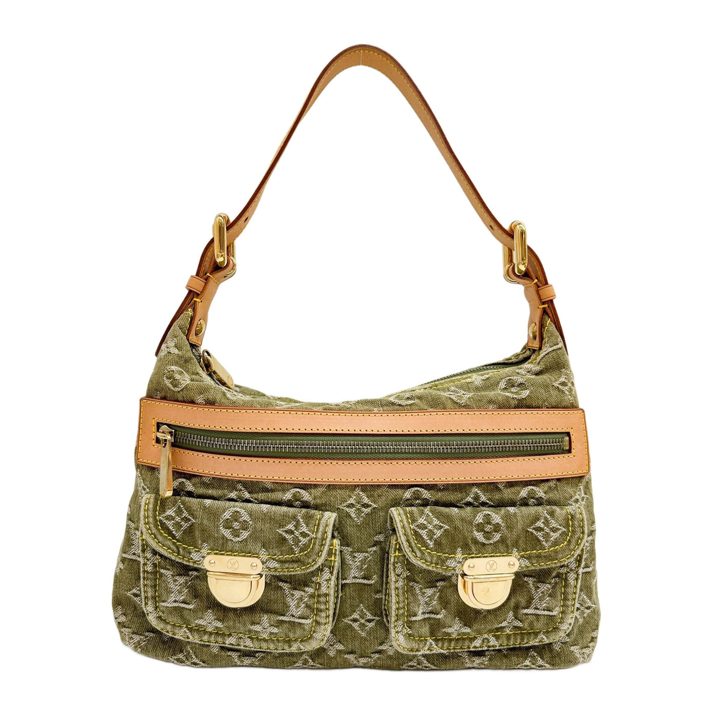 Neo Baggy Green Monogram Denim Shoulder Bag