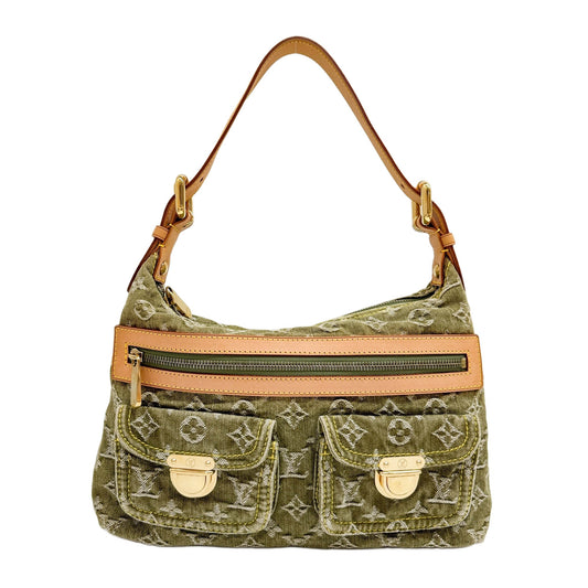 Neo Baggy Green Monogram Denim Shoulder Bag