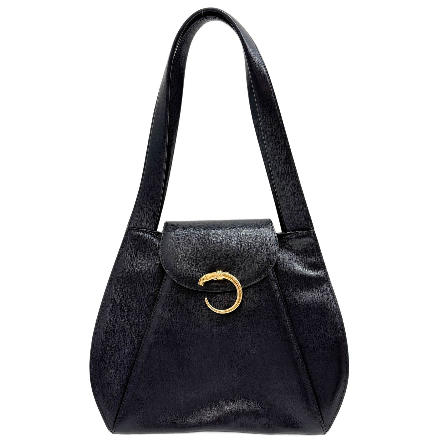 Panthère Black Leather Shoulder Bag