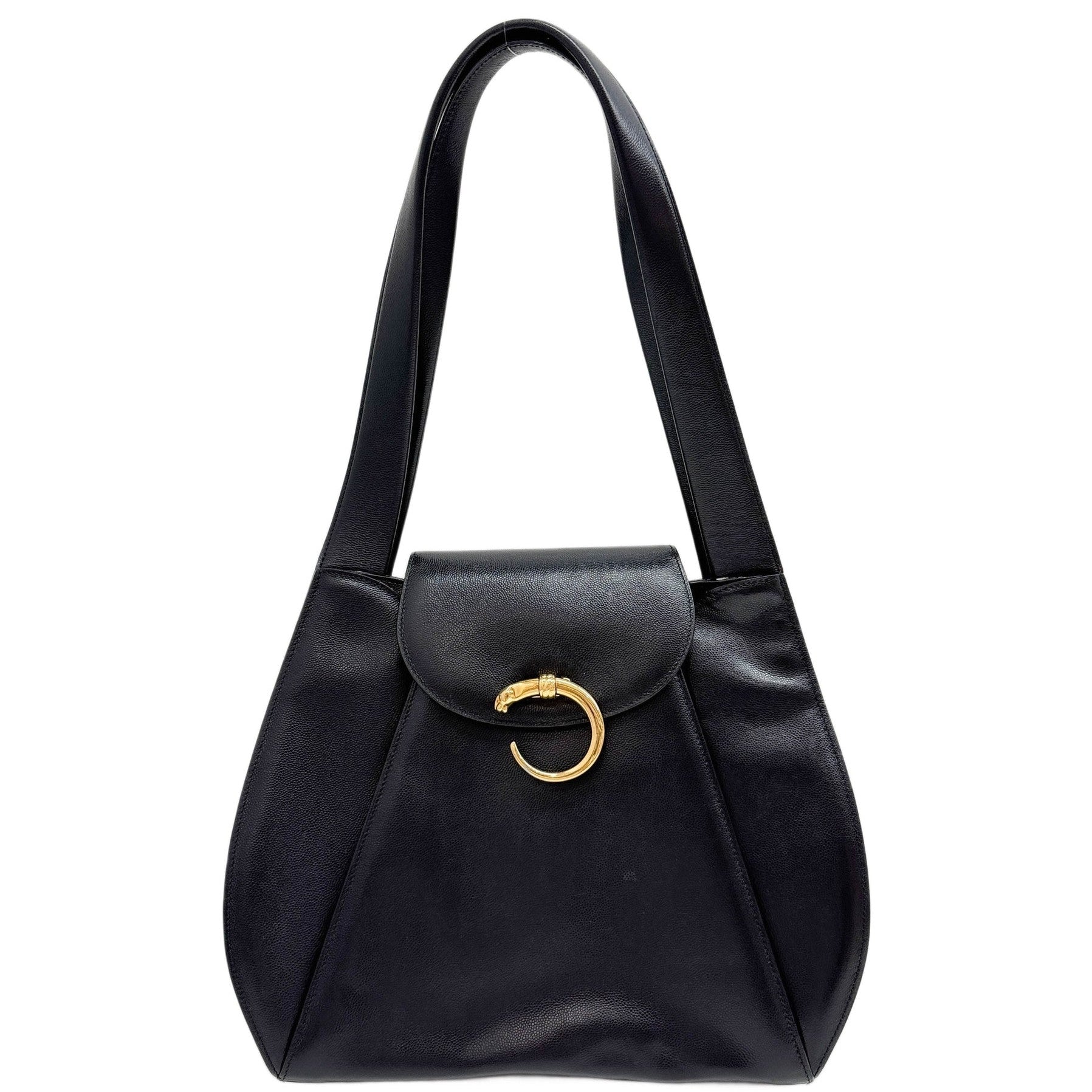 Panthère Black Leather Shoulder Bag
