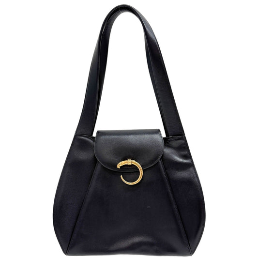 Panthère Black Leather Shoulder Bag