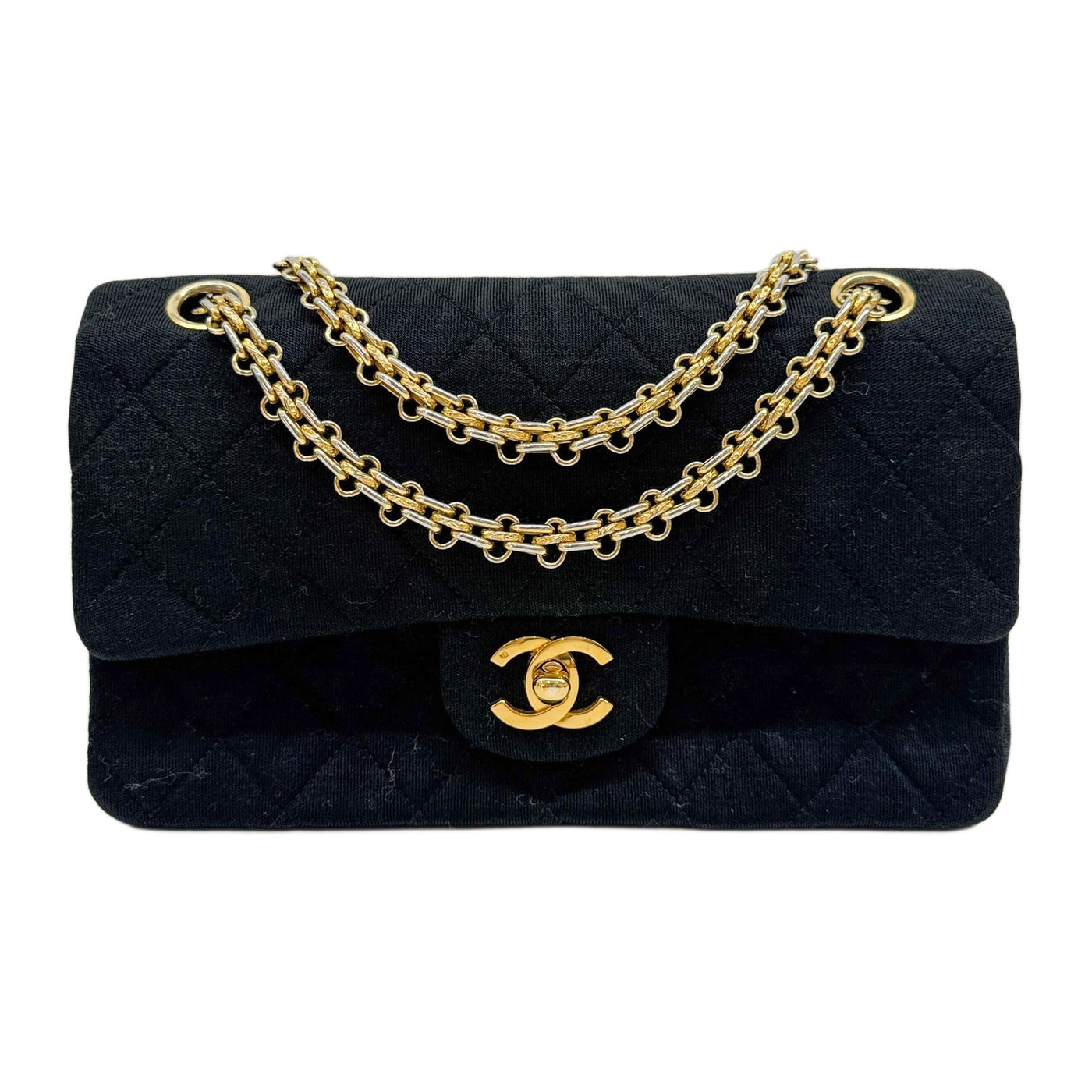 Small Classic Double Flap 1986-1988 Matelasse Black Cotton Shoulder Bag