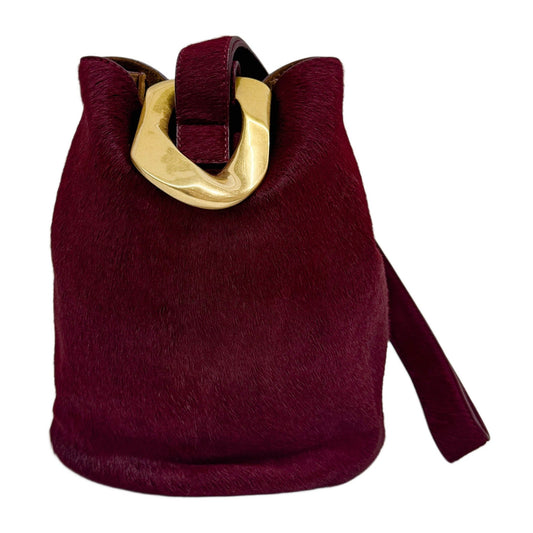Drop Bordeaux Red Pony Hair Hand Bag