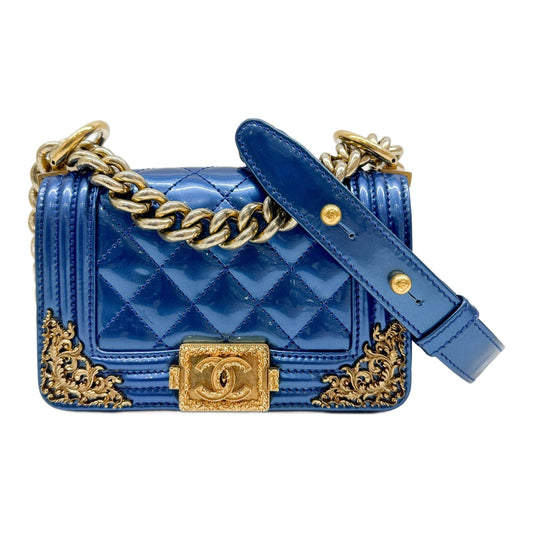 Limited Edition Mini Versailles Boy 2012-2013 Gold Hardware Blue Patent Leather Shoulder Bag