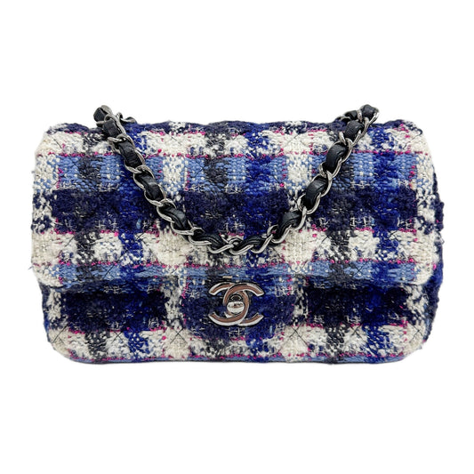 Mini Classic Flap 2018-2019 Blue Tweed Shoulder Bag