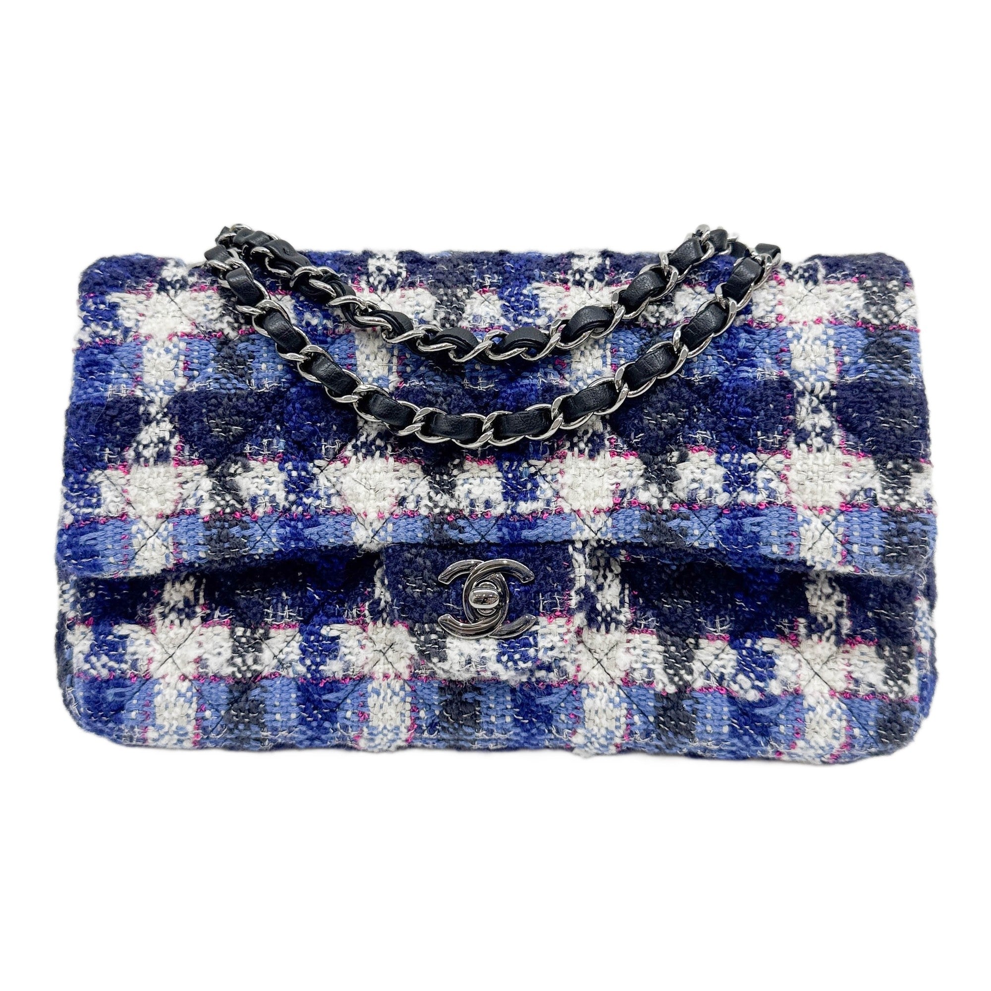 Classic Flap 2018-2019 Blue Tweed Shoulder Bag