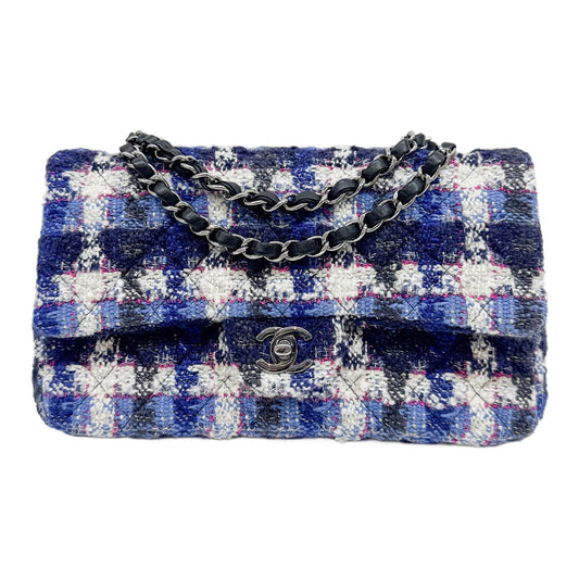Classic Flap 2018-2019 Blue Tweed Shoulder Bag