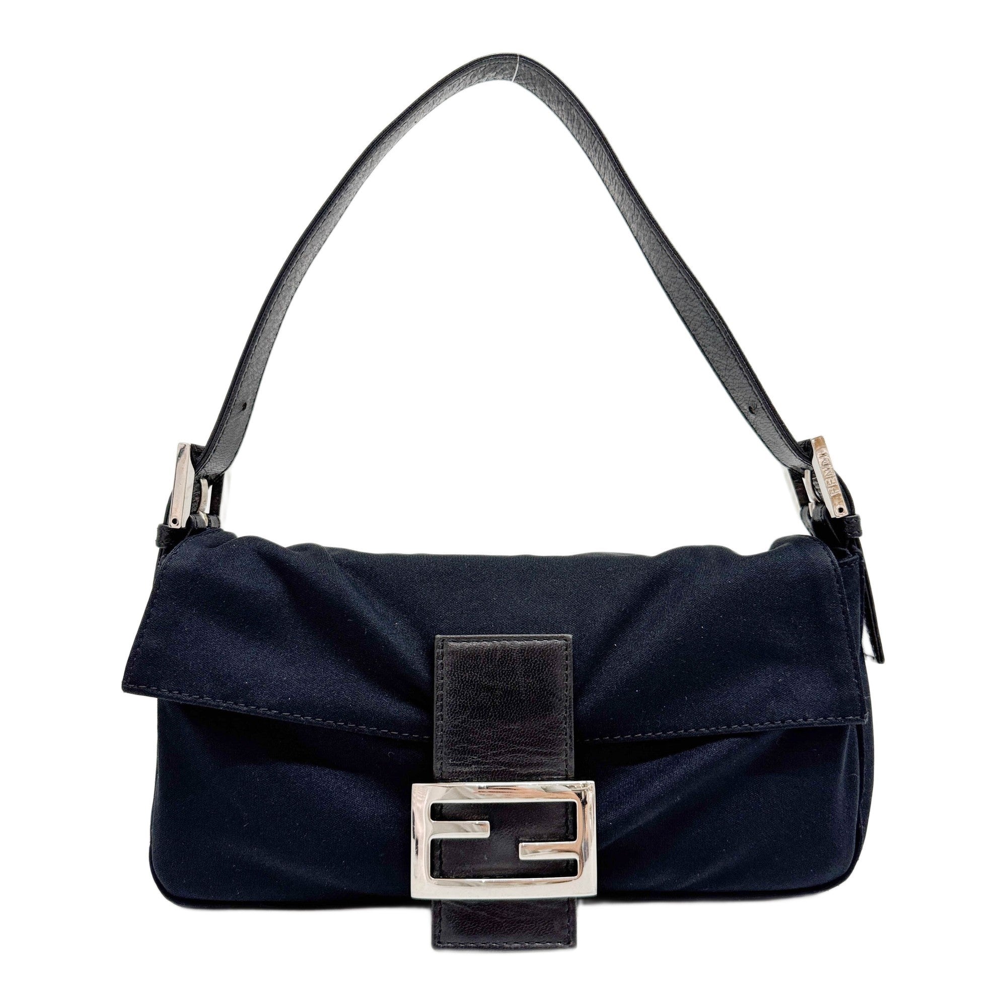 Baguette Black Neoprene Shoulder Bag
