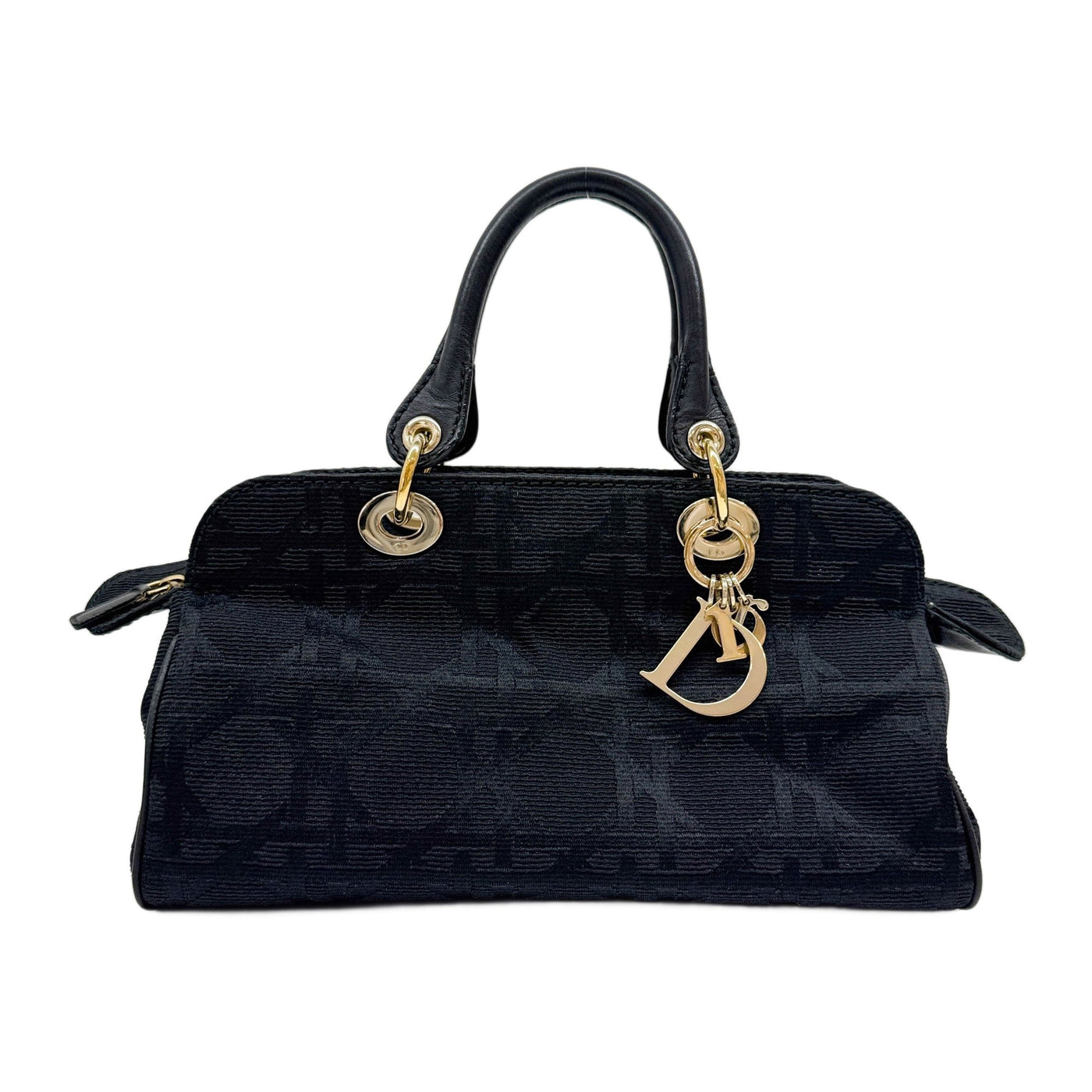 Cannage Black Canvas Hand Bag