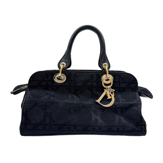 Cannage Black Canvas Hand Bag