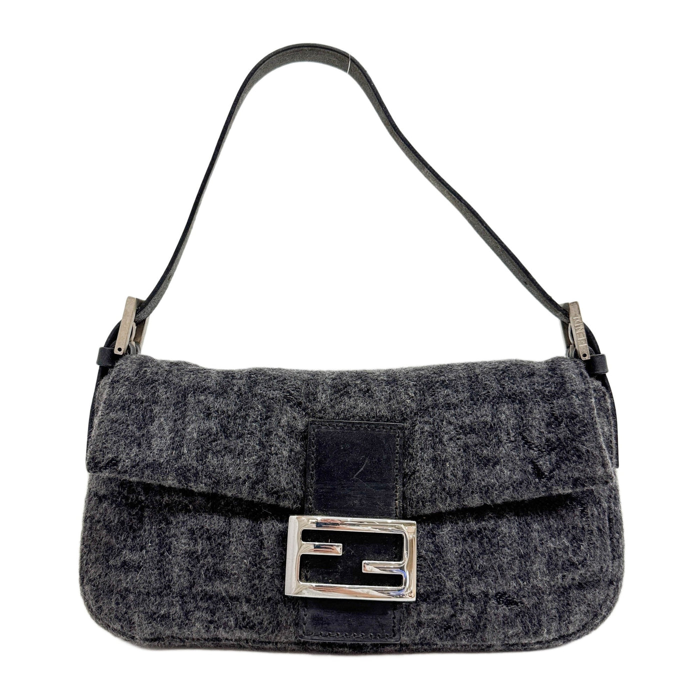 Baguette Charcoal Grey Zucca Cashmere Shoulder Bag
