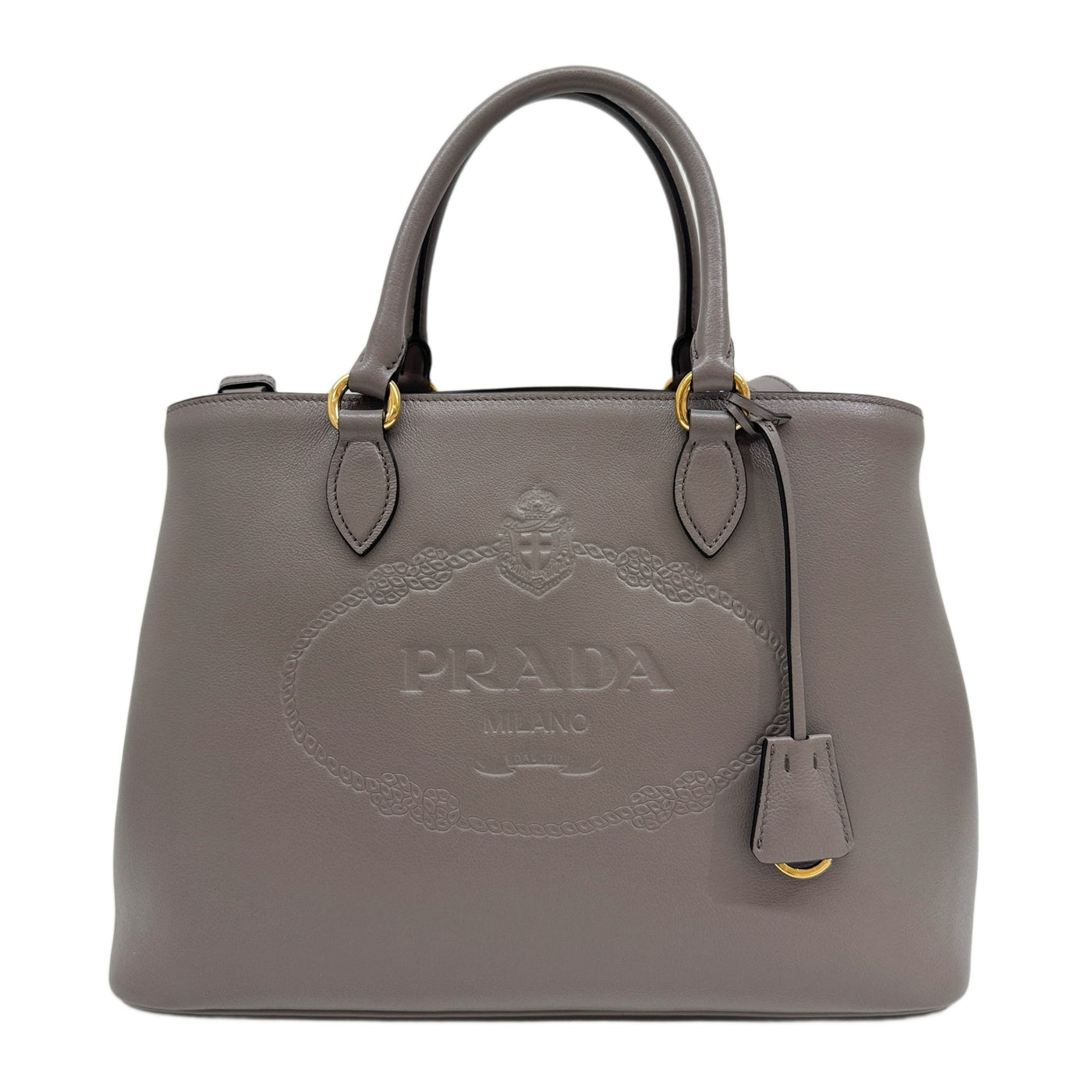 Gray Leather Two Way Bag