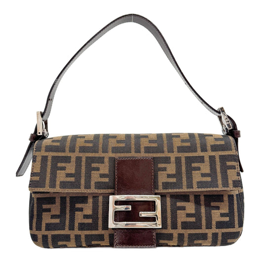 Baguette Brown Zucca Canvas Shoulder Bag
