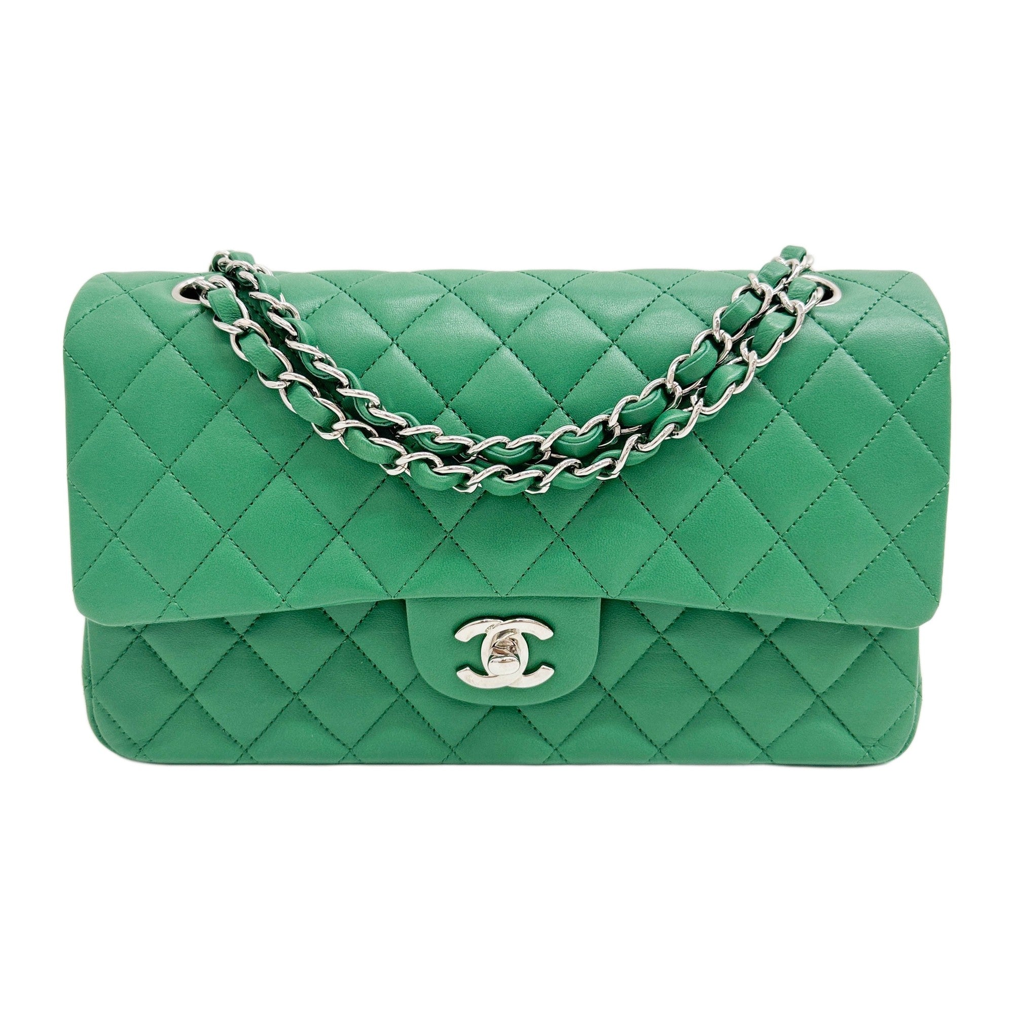 Classic Double Flap 2016-2017 Metalasse Green LeatherShoulder Bag