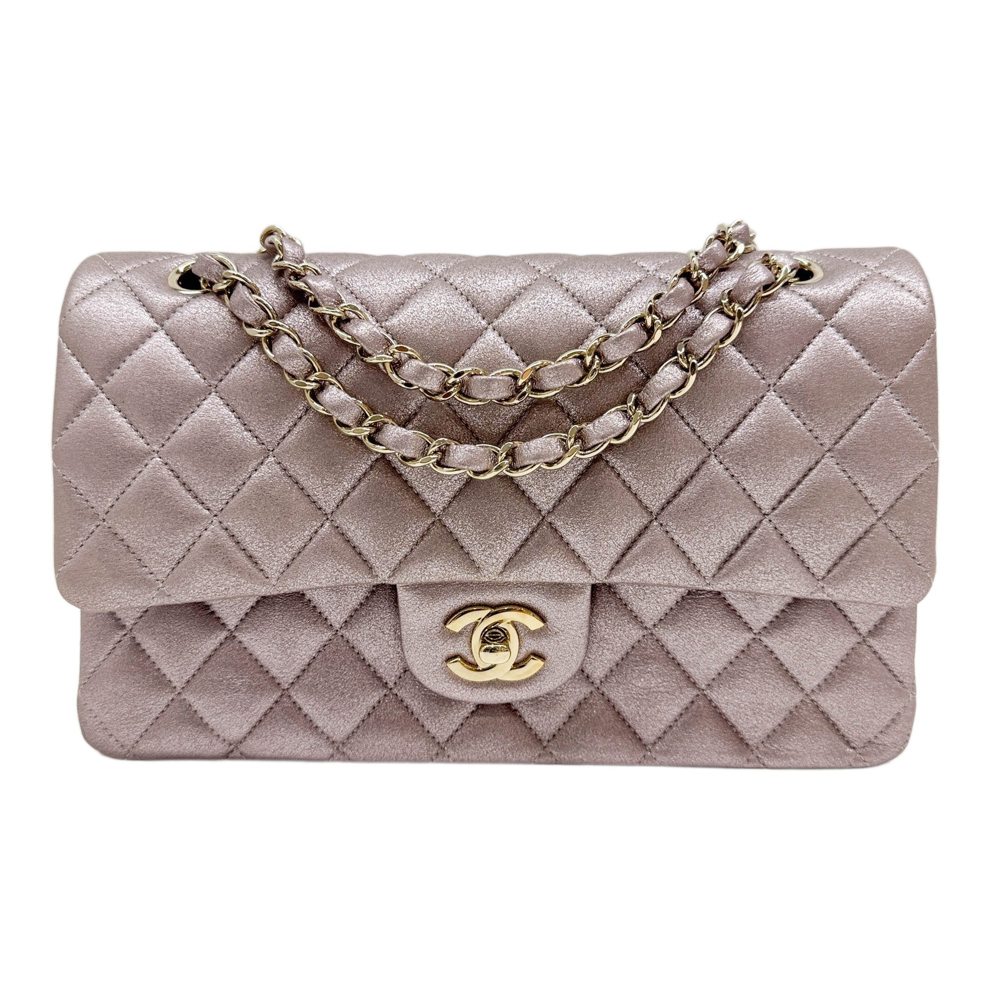Classic Double Flap 2013-2017 Metallic Light Purple Leather Shoulder Bag