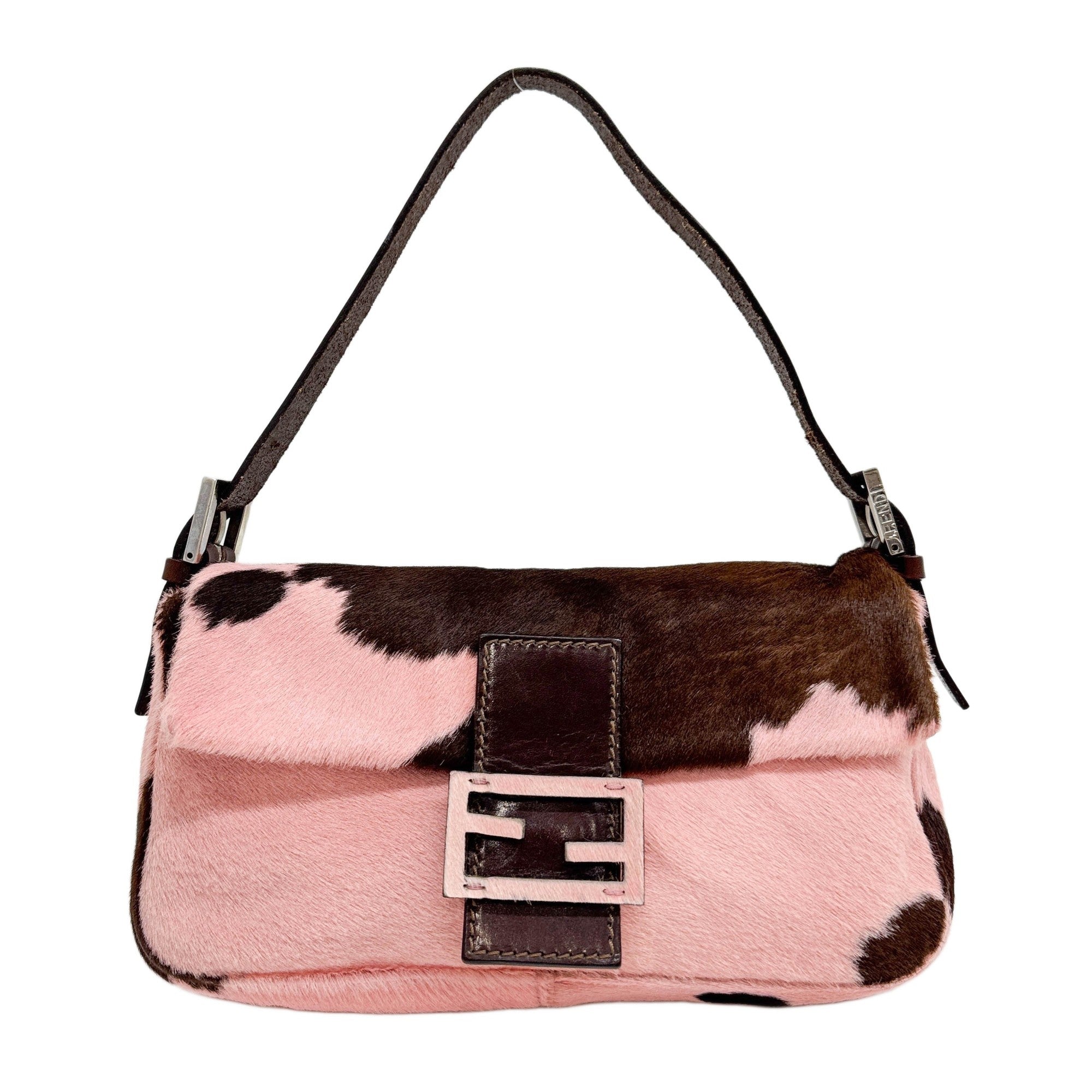 Baguette Pink Cow Print Pony Hair Shoulder Bag