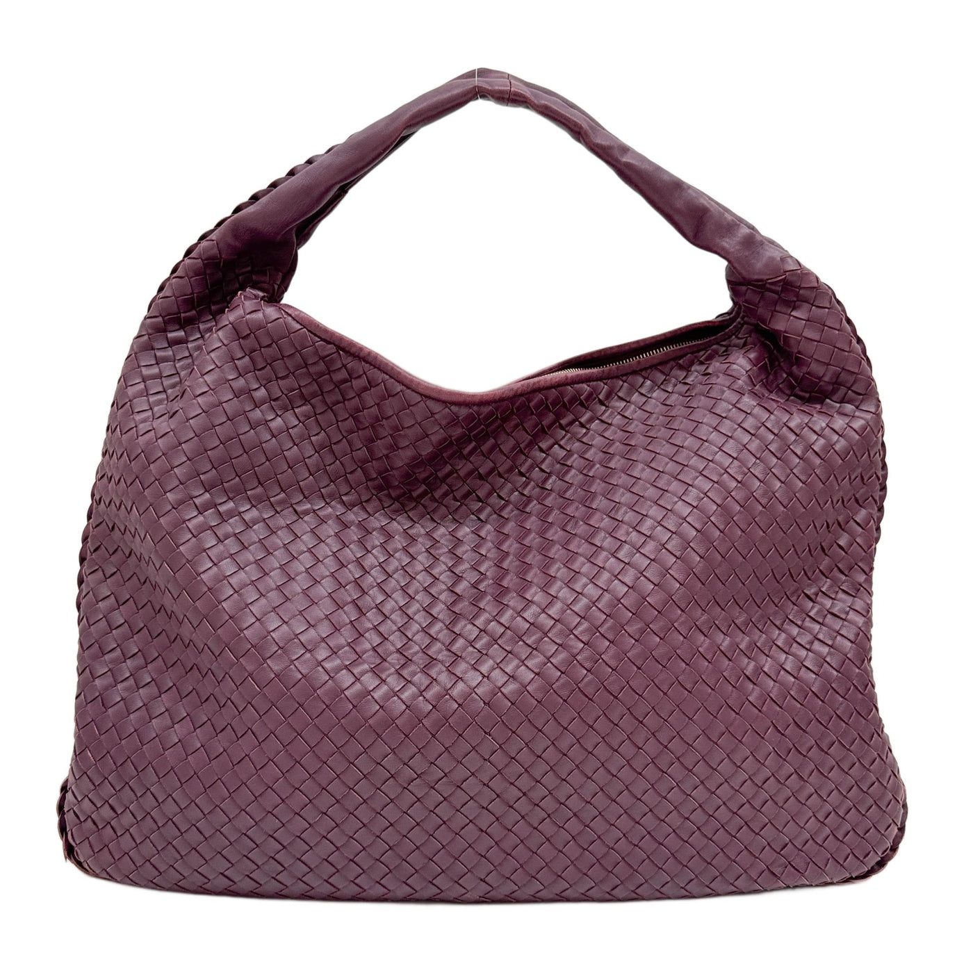 Veneta Intrecciato Plum Purple Leather Hobo Shoulder Bag