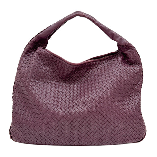 Veneta Intrecciato Plum Purple Leather Hobo Shoulder Bag