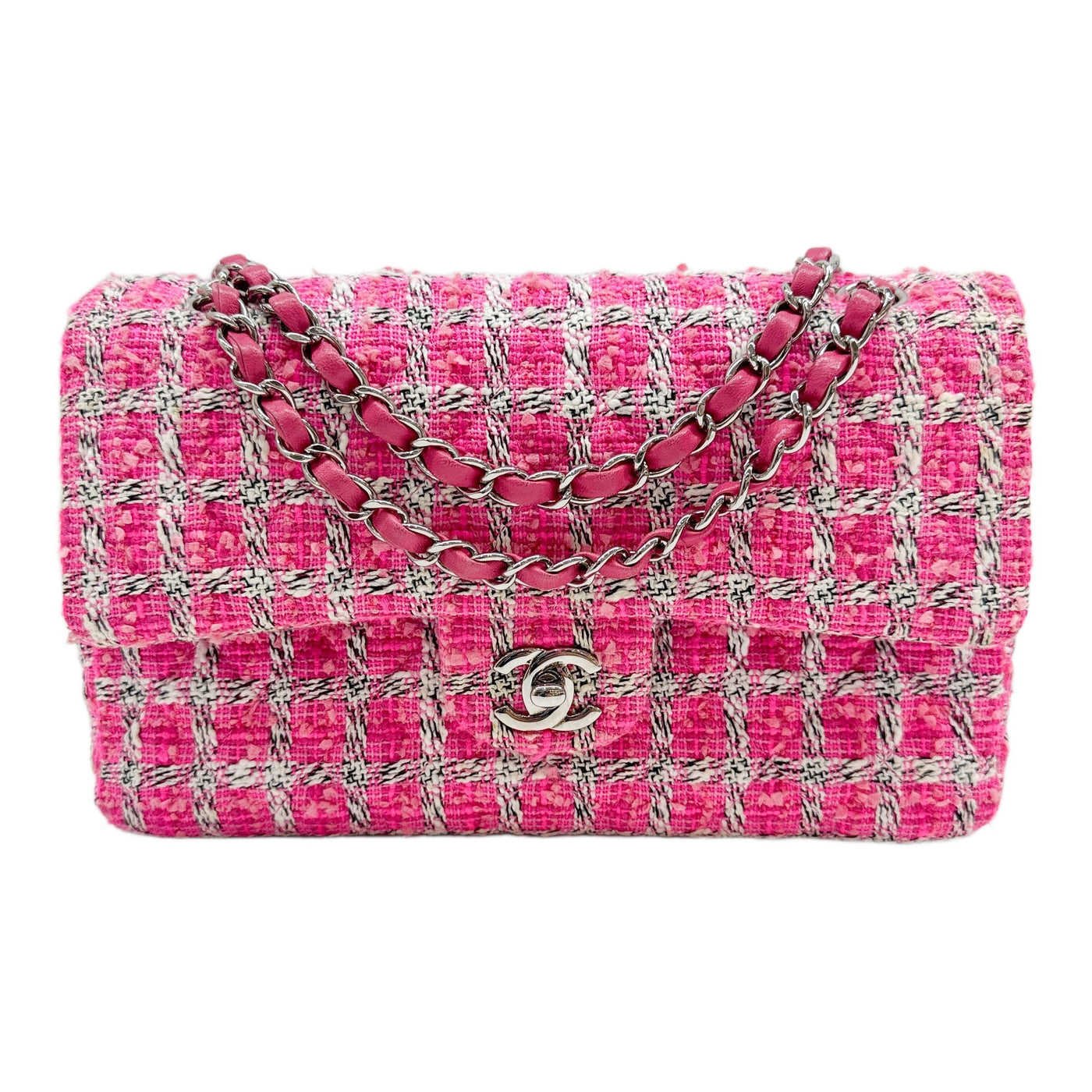 Classic Double Flap 2014 PinkTweed Shoulder Bag