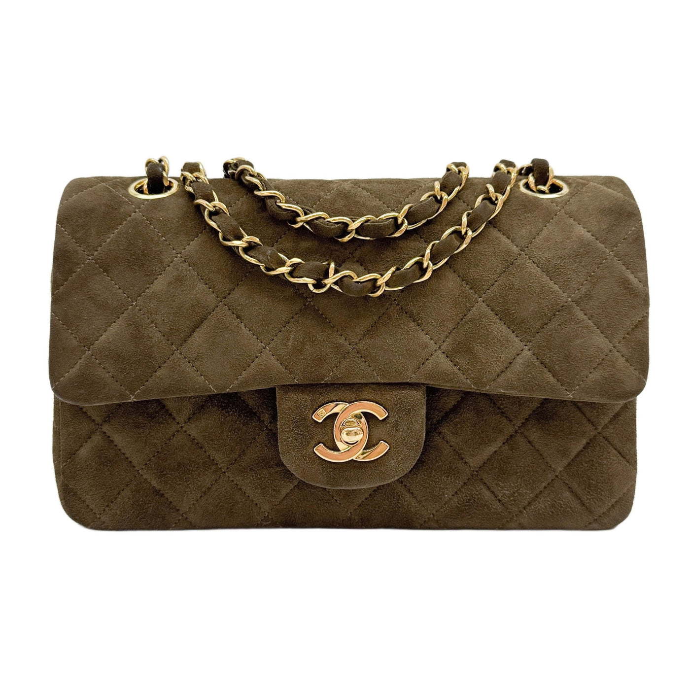 Small Classic Double Flap 1994-1996 Matelasse Brown Suede Shoulder Bag