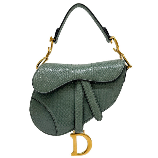 Mini Saddle Teal Python Embossed Leather Handle Bag