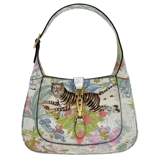 Jackie 1961 Gucci Tiger Print Leather Shoulder Bag