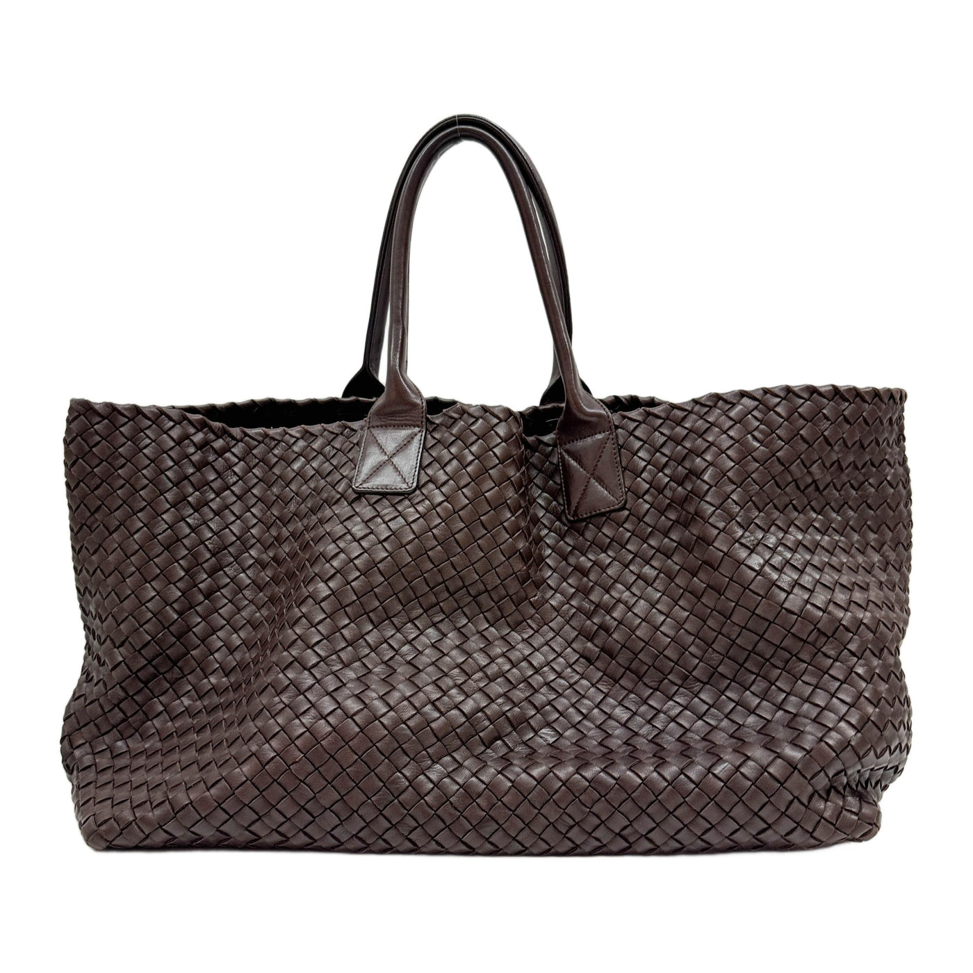 Cabat Brown Intrecciato Leather Tote Bag