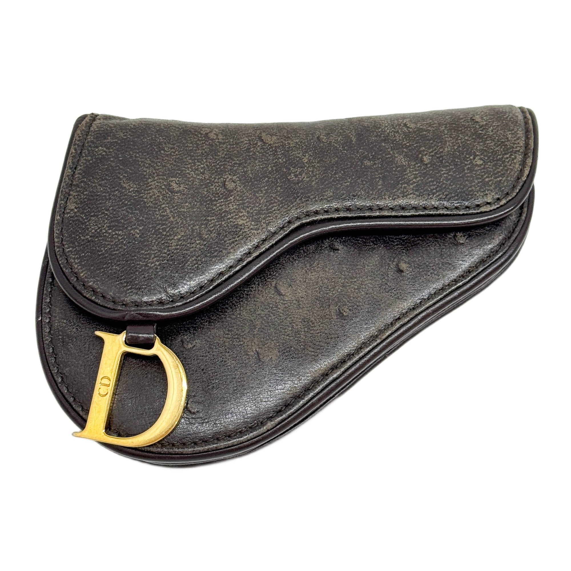 Saddle Wallet Brown Ostrich Leather