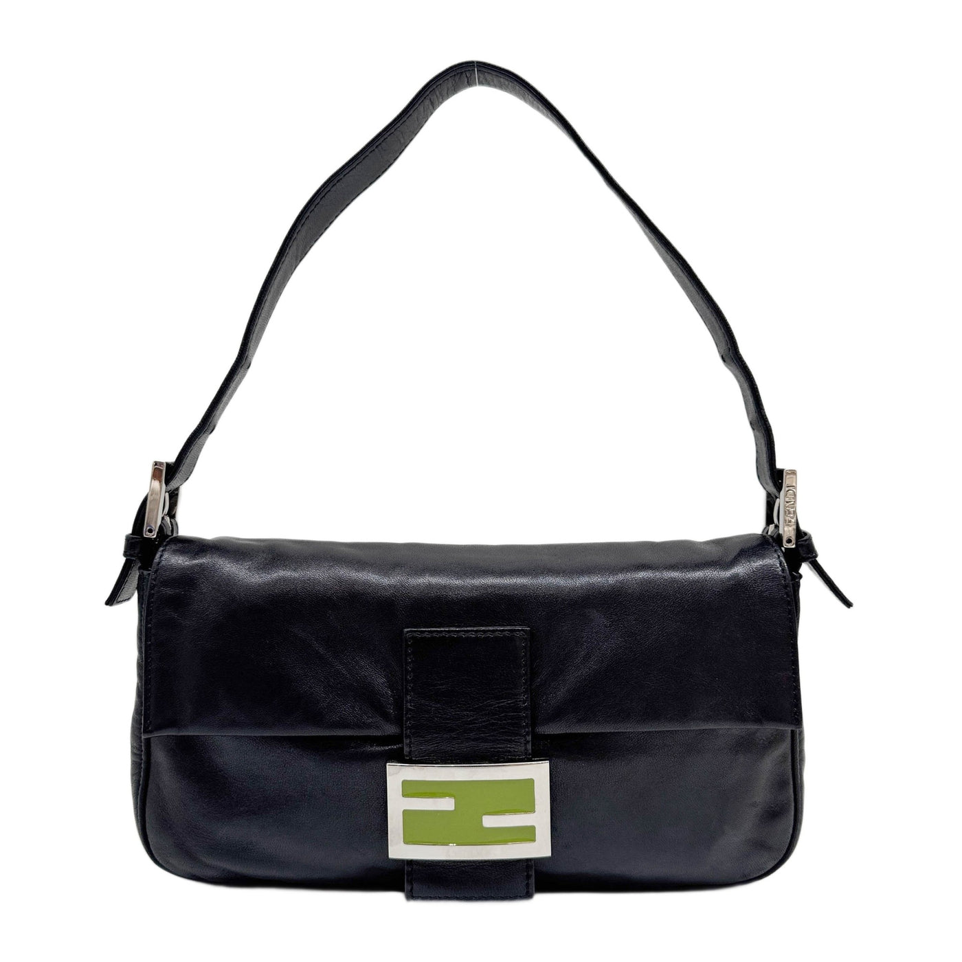 Baguette Black Leather Shoulder Bag
