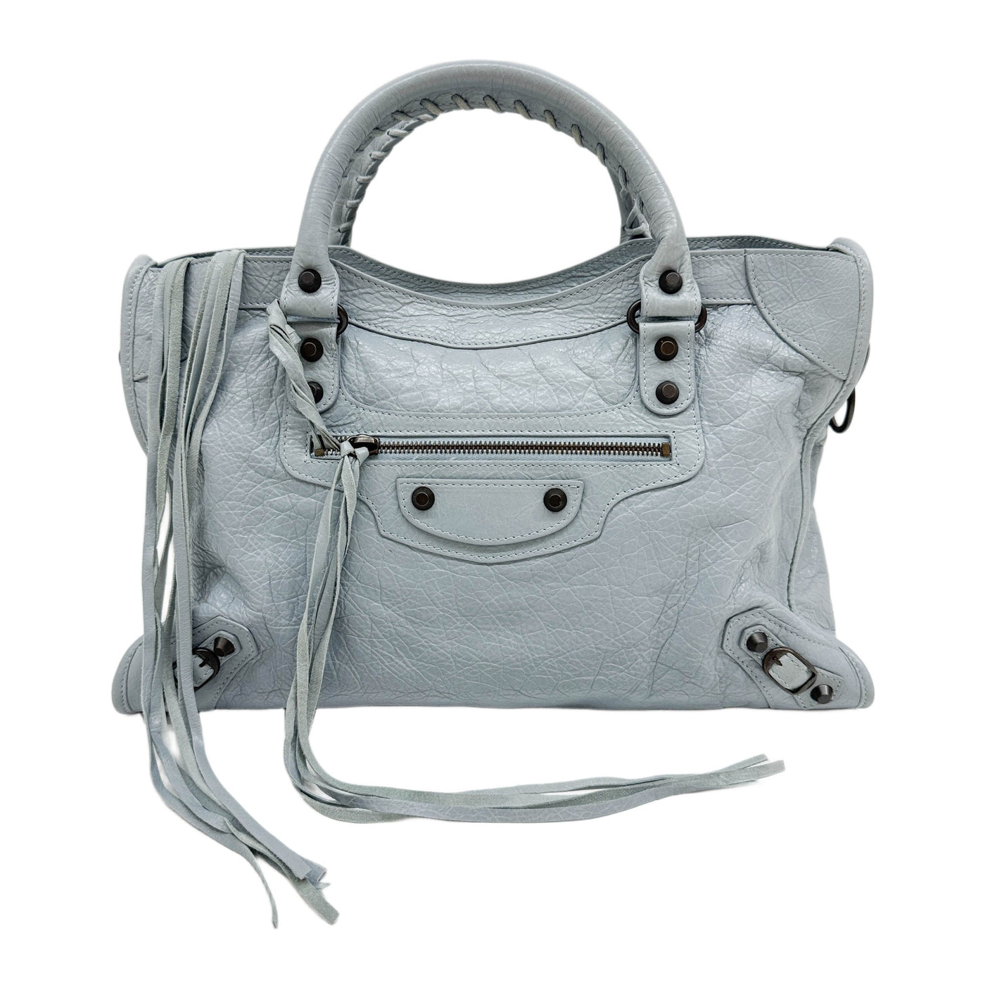 The City Baby Blue Leather Two Way Bag