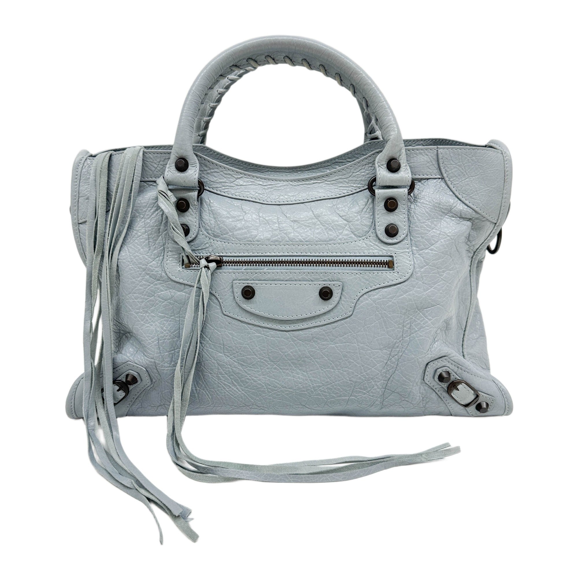The City Baby Blue Leather Two Way Bag