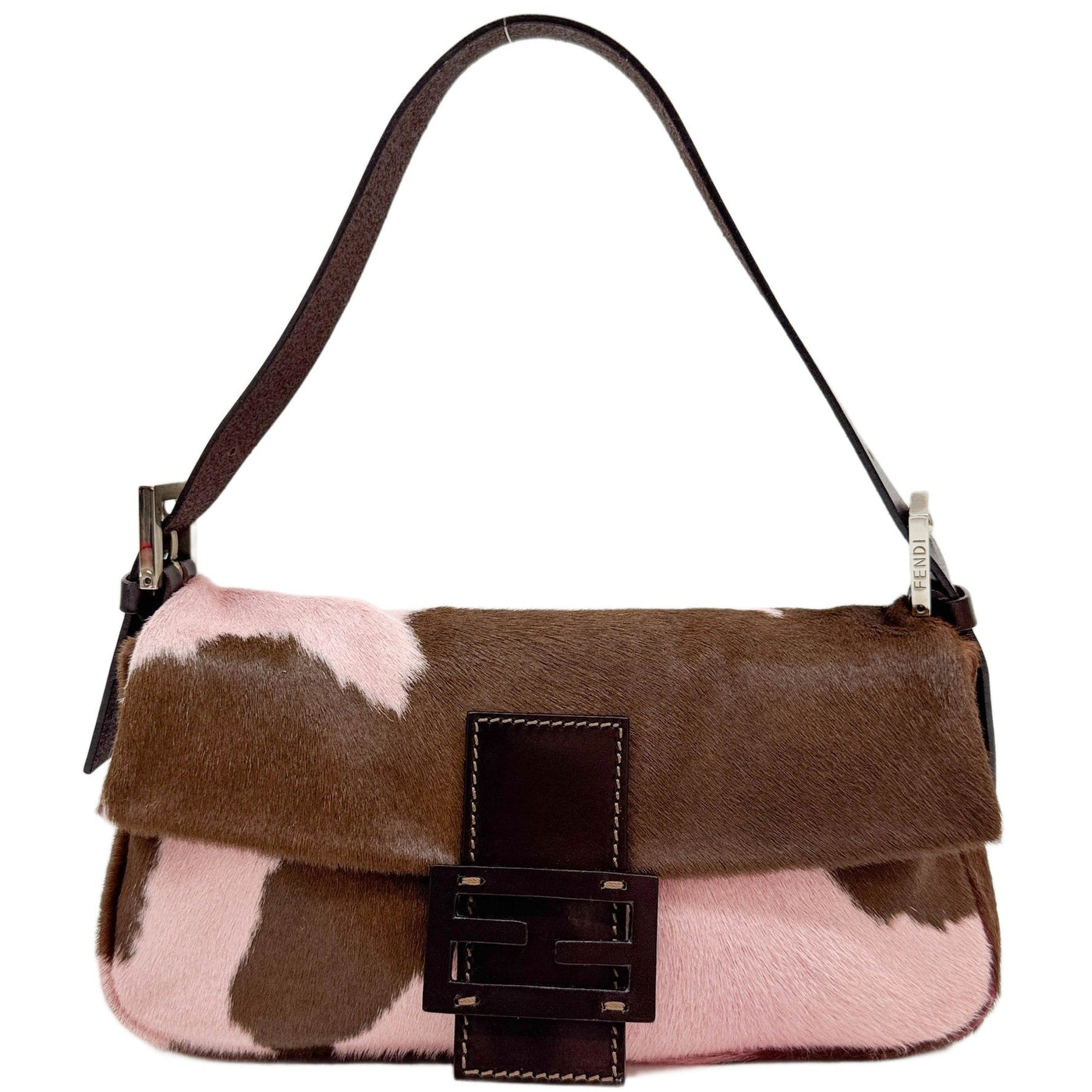 Baguette Pink Cow Print Pony Hair Shoulder Bag