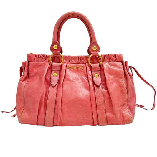 Vitello Pink Leather Two Way Bag
