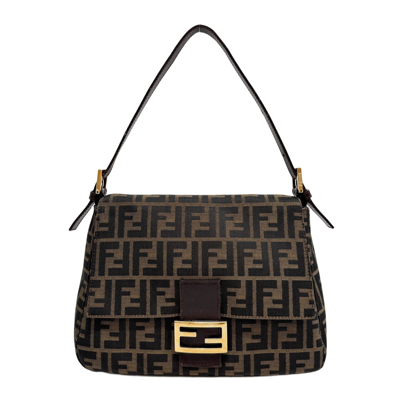 Mamma Baguette Brown Zucca Canvas Shoulder Bag