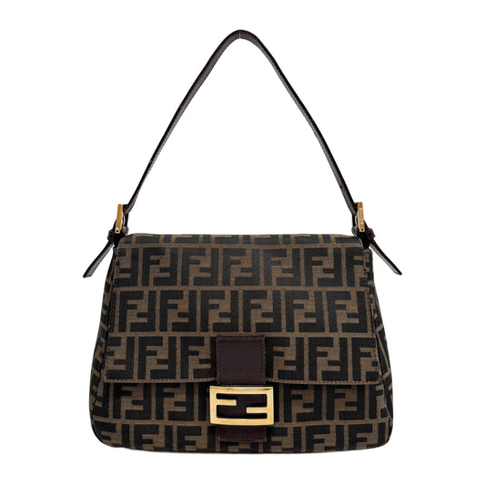 Mamma Baguette Brown Zucca Canvas Shoulder Bag