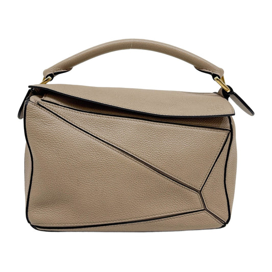 Puzzle Taupe Leather Two Way Bag