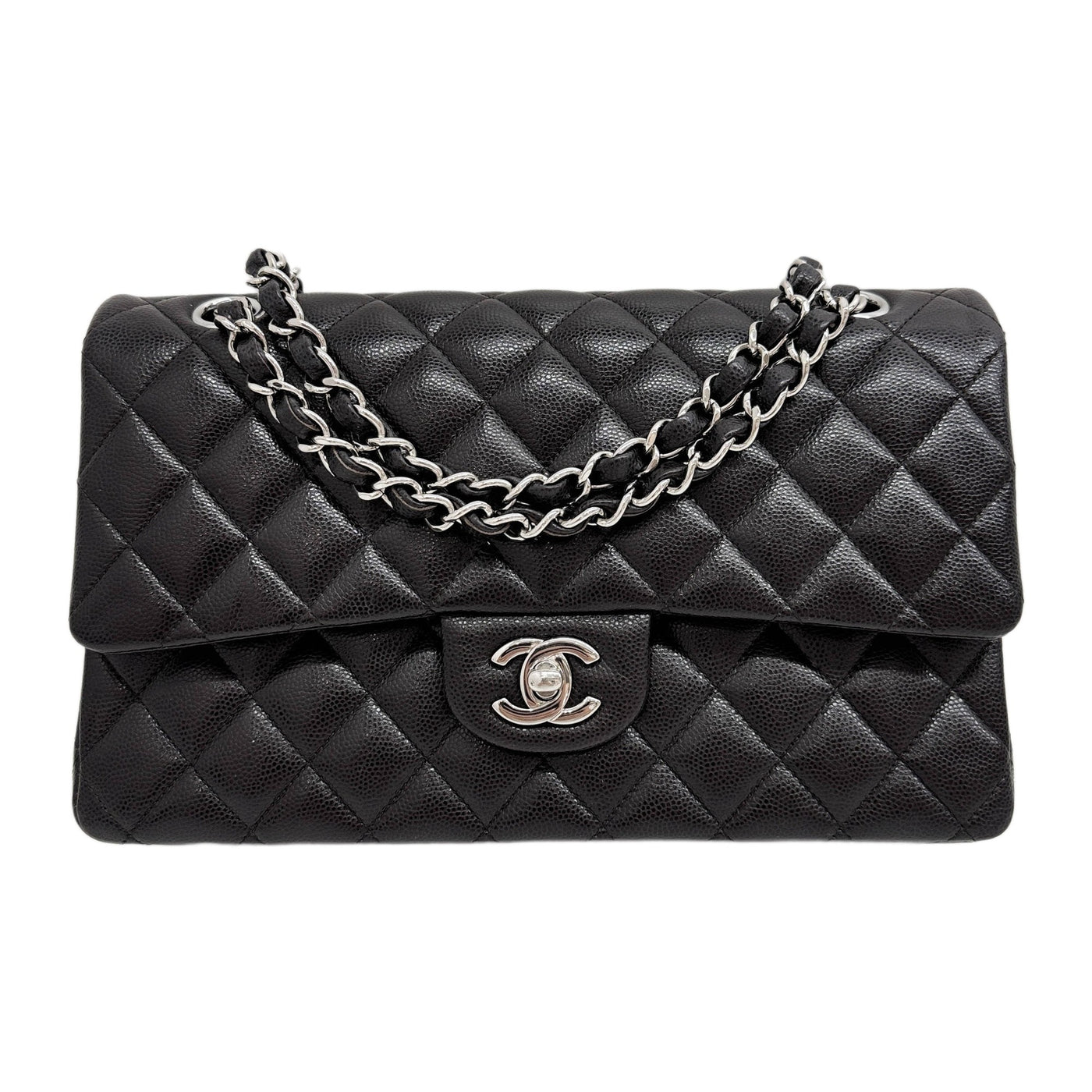 Classic Double Flap 2018-2019 Matelasse Black-Brown Caviar Leather Shoulder Bag