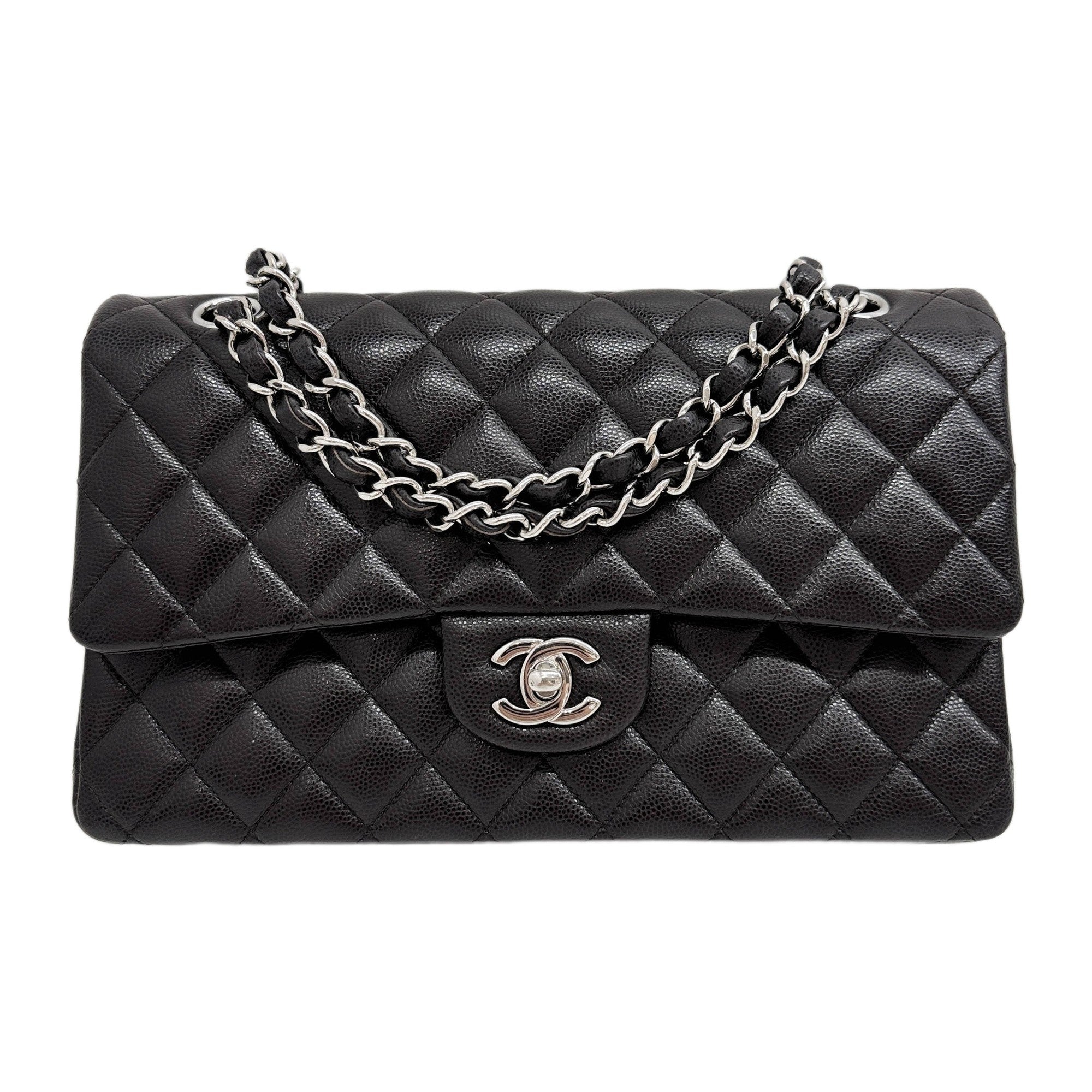 Classic Double Flap 2018-2019 Matelasse Black-Brown Caviar Leather Shoulder Bag